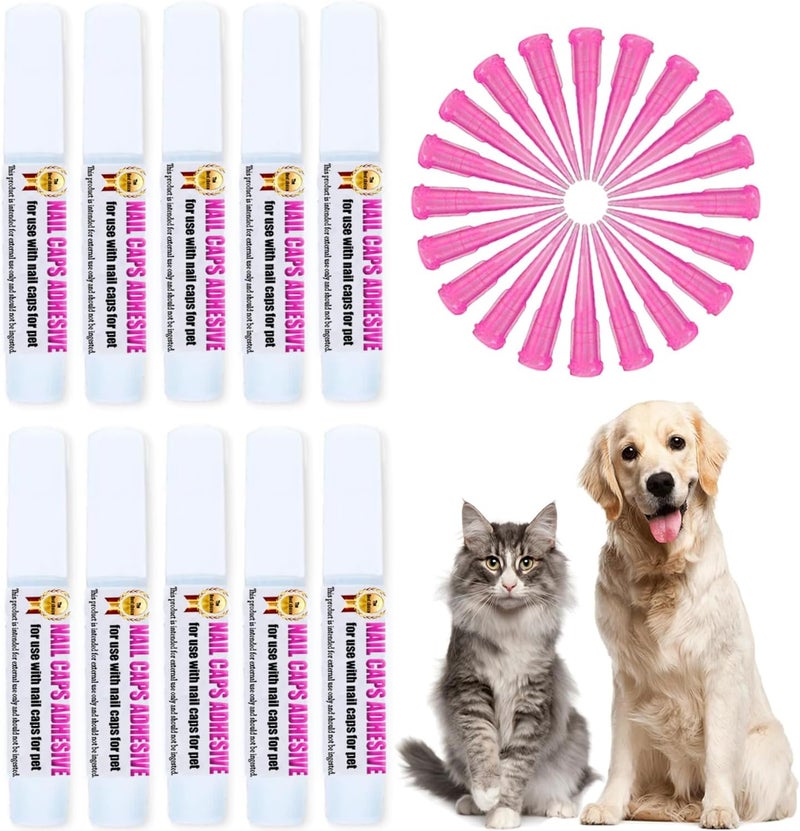 YMCCOOL 10pcs of Special Pet Nail Adhesive Glues & 20pcs of Applicator Tips for Cat Nail Caps and Dog Nail Caps - Image 1